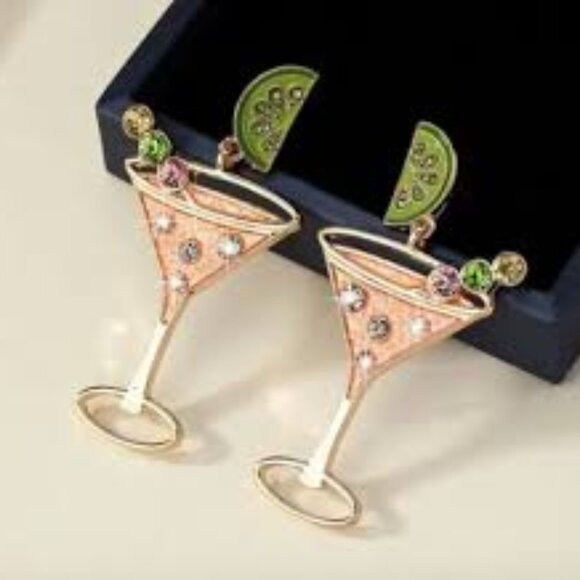 Cocktail 18k Gold Plated Earrings - Picture 1 of 4